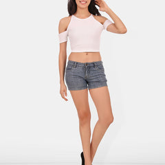 Be You Cold-Shoulder Cotton Crop Top