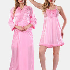Be You Floral Lace Satin Night Dress With Robe