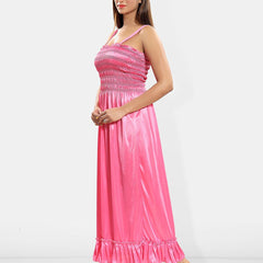 Be You Self Design Shoulder Strap Satin Nightdress