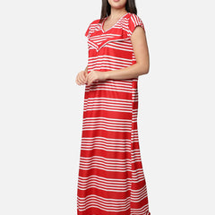 Be You Women Red Printed Maxi Nightdress Nursing / Feeding Gown