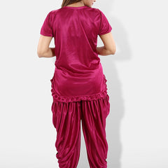 Be You Short Sleeves Lace Satin Top & Patiyala