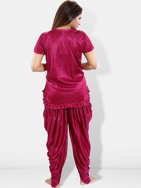 Be You Short Sleeves Lace Satin Top & Patiyala