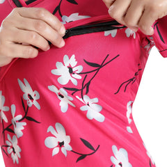 Be You Printed Satin Maternity Feeding Maxi Nightdress