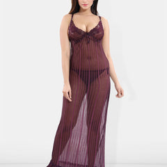 Be You Self Design Shoulder Straps Net Baby Doll With Brief