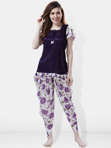 Be You Floral Printed Satin Night suit