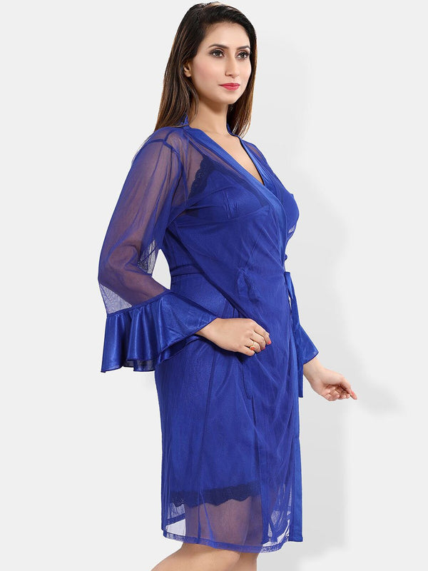 Be You V-Neck Satin Wrap Nightdress With Robe