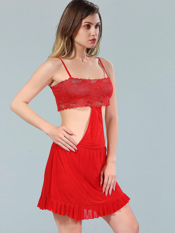 Be You Red Net Baby Doll