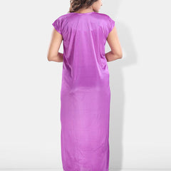 Be You Printed Round Neck Satin Maxi Nightdress With Robe
