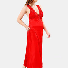 Be You V Neck Lace Satin Maxi Nightdress With Robe