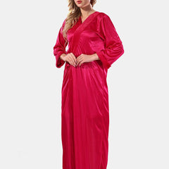 Be You Square Neck Lace Up Details Satin Maxi Nightdress With Robe