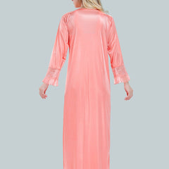 Be You Floral Lace V-Neck Satin Night Dress With Robe