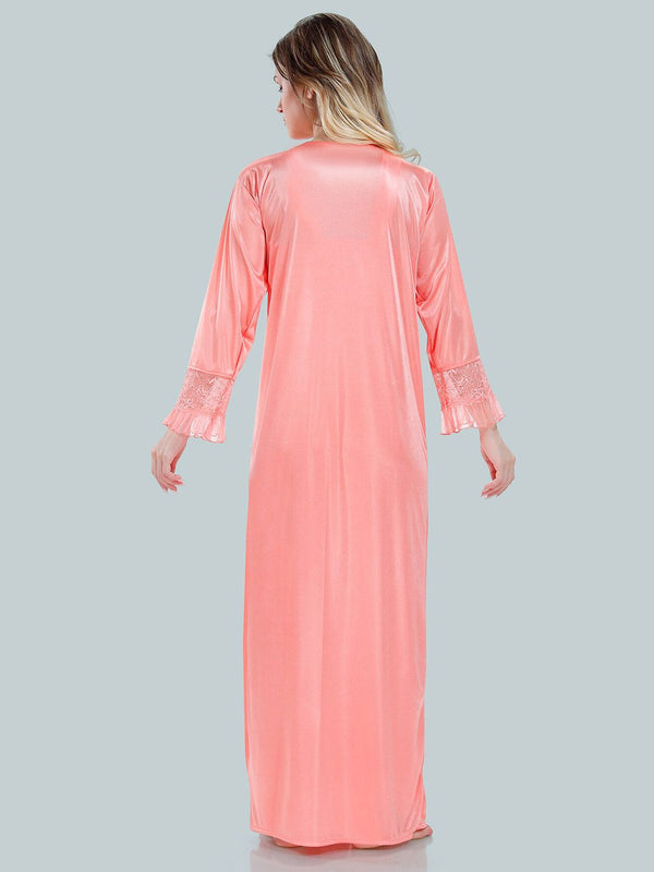 Be You Floral Lace V-Neck Satin Night Dress With Robe