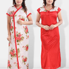 Be You Floral Printed Satin Maxi Nightdress with Robe