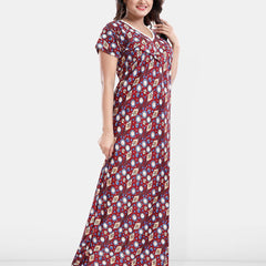 Be You Geometric Printed Maternity Satin Maxi Nightdress