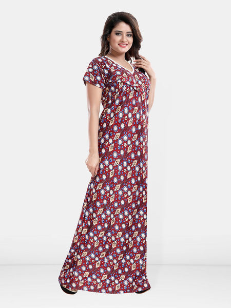 Be You Geometric Printed Maternity Satin Maxi Nightdress