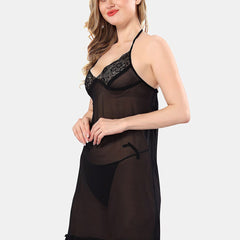 Be You Halter Neck Net Baby Doll With Briefs