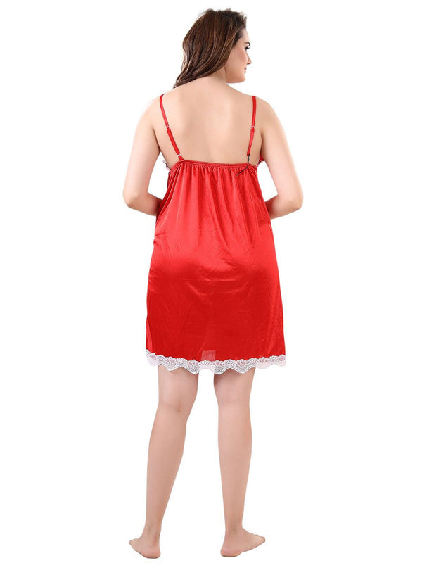 Be You V Neck Lace Up Details Satin Nightdress With Robe
