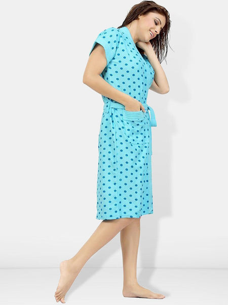 Be You Women Printed Cotton Anti-bacterial Super Soft Bath Robe With Belt