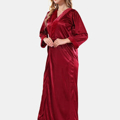 Be You Floral Lace Satin Night Dress With Robe