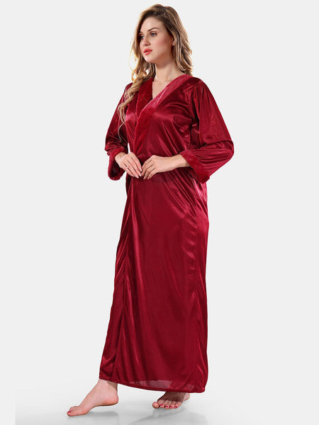 Be You Floral Lace Satin Night Dress With Robe