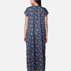 Be You Blue Printed Maxi Nightdress