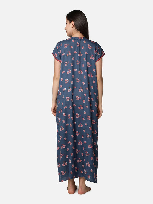 Be You Blue Printed Maxi Nightdress