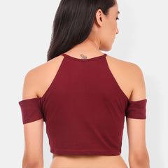 Be You Cold-Shoulder Cotton Crop Top
