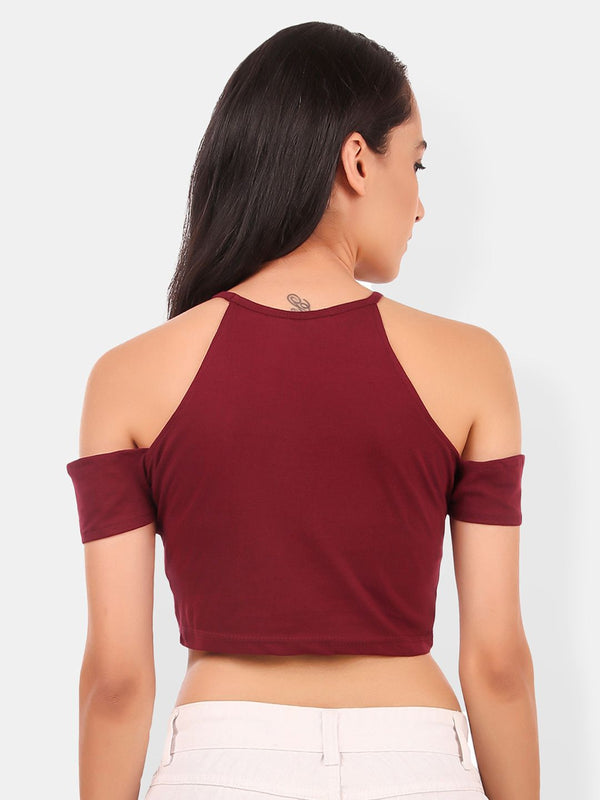 Be You Cold-Shoulder Cotton Crop Top