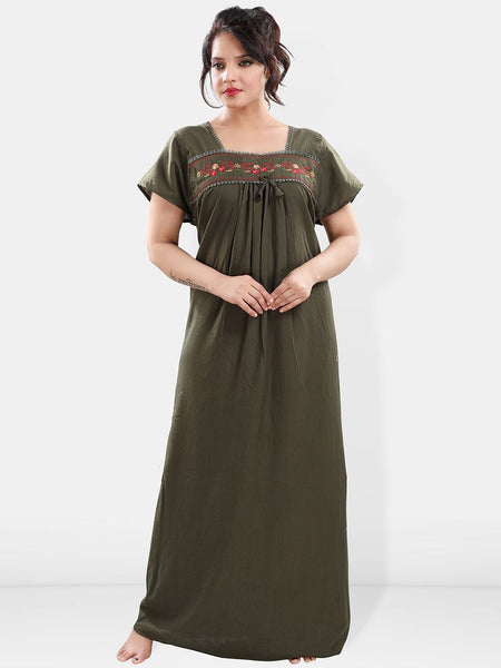 Be You Floral Embroidered Square Neck Maxi Sweat Nightdress