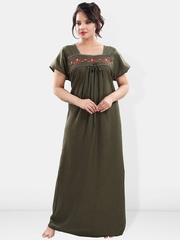 Be You Floral Embroidered Square Neck Maxi Sweat Nightdress