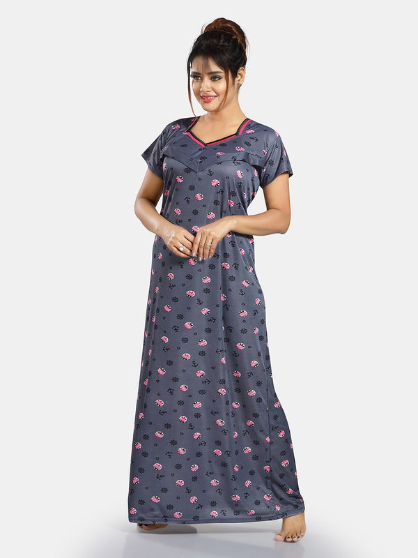 Be You Floral Printed Satin Maternity Maxi Sweat Nightdress