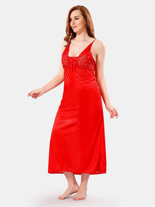 Be You V Neck Lace Satin Maxi Nightdress With Robe