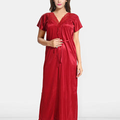 Be You Women 2 pieces Satin Nighty with Robe Maxi Nightdress