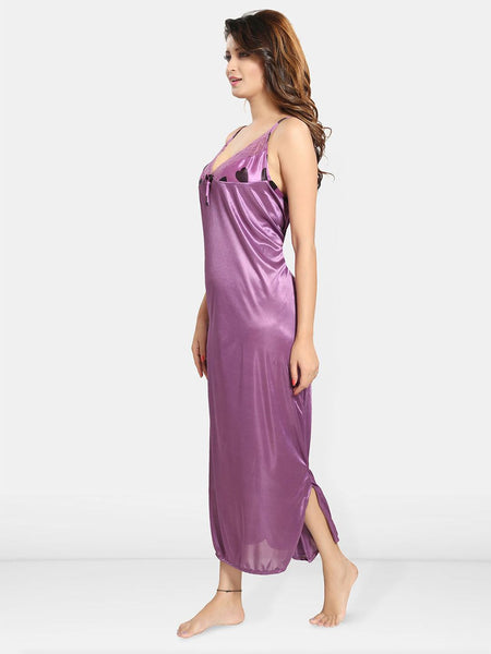 Be You Women Conversational Printed Maxi Nightdress With Robe