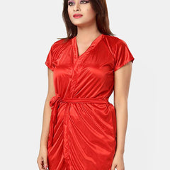 Be You Women Satin Nightwear Set-4 Pcs