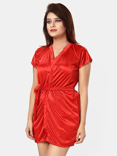 Be You Women Satin Nightwear Set-4 Pcs
