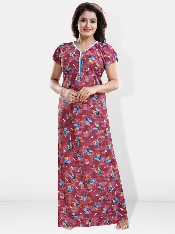 Be You Printed Satin Maxi Nightdress