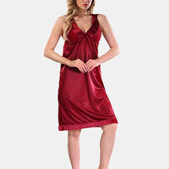 Be You V-Neck Long Sleevs Satin Maxi Nightdress With Robe