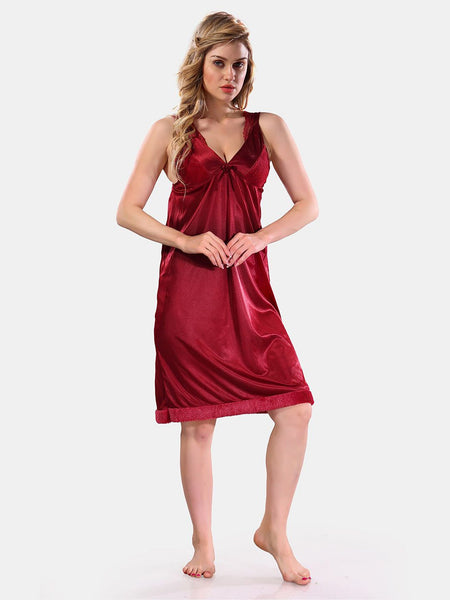 Be You V-Neck Long Sleevs Satin Maxi Nightdress With Robe