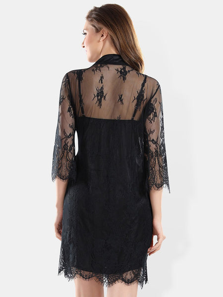 Be You Self Design Shoulder Straps Nightdress With Robe