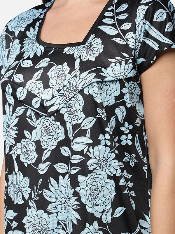 Be You Blue Printed Maxi Maternity Nightdress