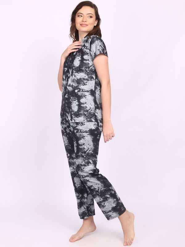 Be You Women Tie-Dye Print Top & Pyjama Night suit