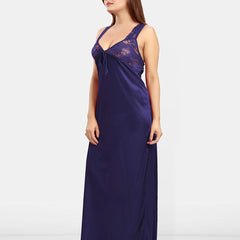 Be You Women Self Design Sweetheart Neck Maxi Nightdress