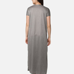 Be You Women Grey Printed Maxi Maternity Nightdress