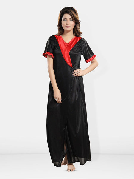 Be You Short Sleeves Satin Maxi Robe