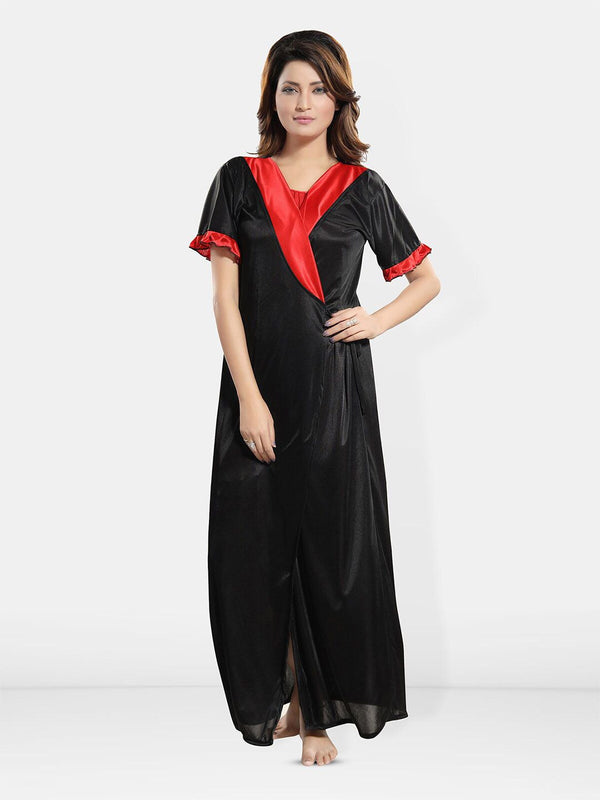 Be You Short Sleeves Satin Maxi Robe