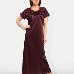 Be You V-Neck Short Sleeves Satin Maxi Regular Nightdress