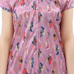 Be You Printed Satin Shirt With Pyjamas
