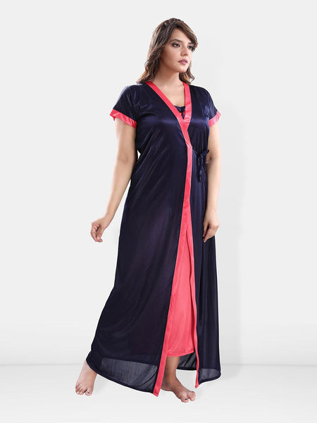 Be You V-Neck Satin Maxi Nightdress with Robe
