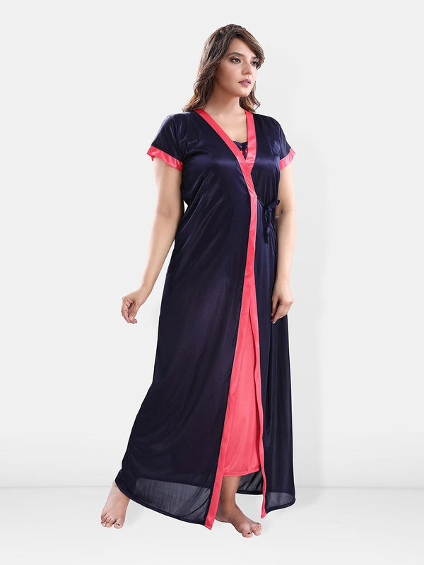 Be You V-Neck Satin Maxi Nightdress with Robe